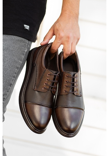 D0235 Günlük Ortopedik Erkek Klasik Garantili Ayakkabı Kahverengi