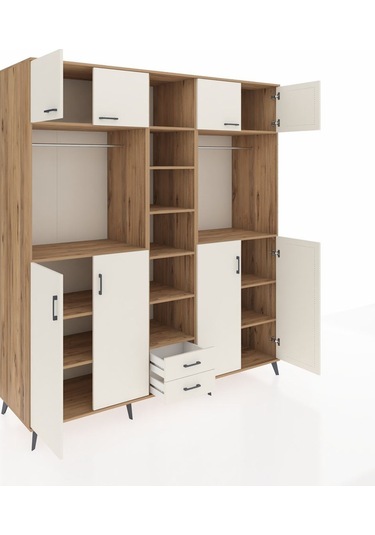 Kronos Dolap 14 Raflı 2 Çekmeceli 2 Askılı 220x59x243 Çam-aytaşı/aytaşı Aytası/aytası