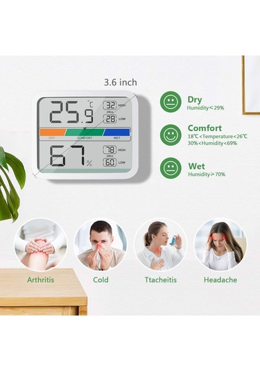 Xıaomı Youpın Lcd Dijital Termometre 2 Higrometre Mıknatıslı İç Mekan Termo-higrometre, Oda İklim Kontrolü İçin Mın/max Kayıtları
