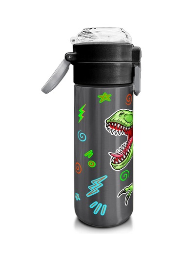 Coral High Kids Siyah Gri Dinozor Desenli Pipetli Ve Direkt İçim Çelik Termos 500 Ml 31946 Siyah - Yeşil