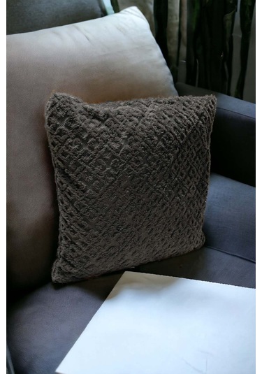 Bohem Dekoratif Yastık Kılıfı Kırlent Kılıfı 43x43 Cm Antrasit Otantik Gri