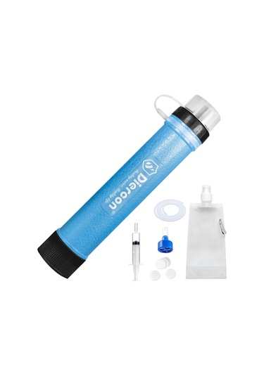 Mufunye Hafif Mavi Dışarıda Kullanıma Uygun Su Filtresi - 3 Aşamalı Filtrasyon, 1500 Litre Kapasite, 400 Ml/dakika Hız, Kamp Ve Yürüyüş İçin