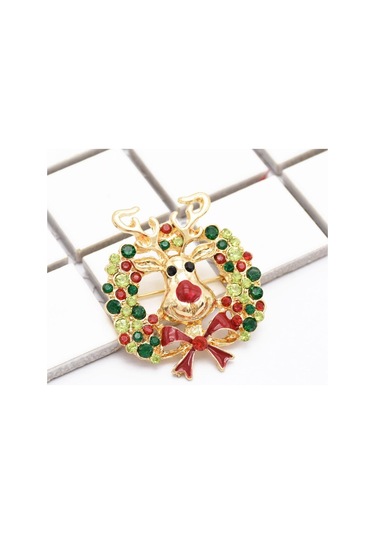 Suntek Sevimli Kristal Noel Elk Broş Pin Noel Partisi Süsleri Çok Renkli