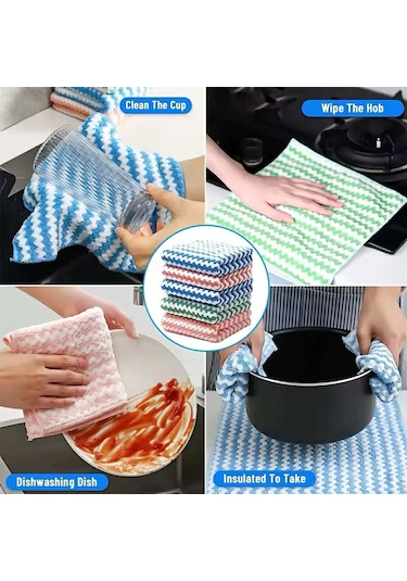 Renkli 3 Adet Süper Emici Temizlik Bezi Mikrofiber Mutfak Bulaşık Bezi Kahverengi - Pembe - Sarı