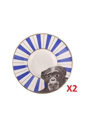 Porland Wild Life Monkey Çay Tabağı 11cm 2'li 04ALM007472 Çok Renkli