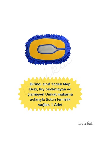 Yeni Tasarım Teleskopik Saplı Araç Yıkama Süpürgesi Fırçasının Yedek Mop Bezi Mavi Sarı- 1 Adet