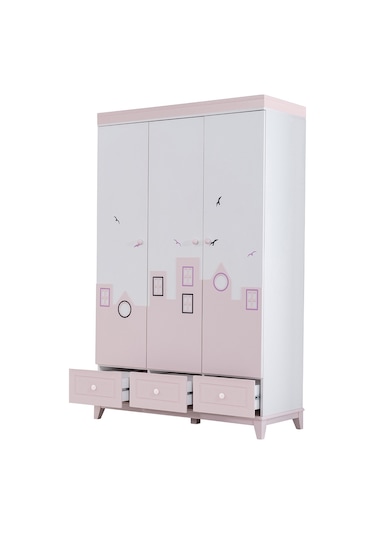 Gardırop, City Montessori Çocuk Odası, City 3 Kapaklı Dolap Pembe