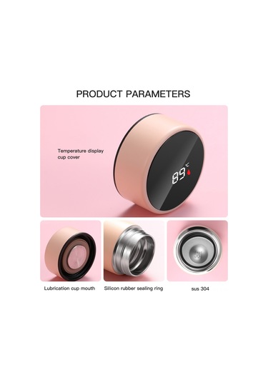 Xiyyadms 470ml Siyah 304 Paslanmaz Çelik Vakumlu Isı Saklama Bardak - Akıllı Sıcaklık Ölçüm Özelliği