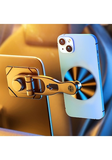 D29 Metal Araç Telefonu Tutucu Yüzen Ekran Katlanır Manyetik Telefon Tutucu Siyah