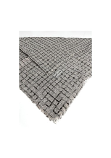 Eripek Desenli Flamalı Keten Eşarp- 06112 Açık Vizon