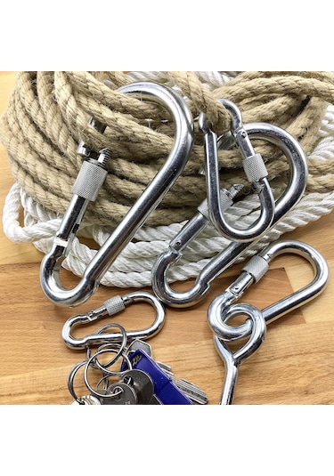 Kilitli Karabina Yaylı Galvanizli 6-8-10-12Mm Ölçü Adet Seçenekli