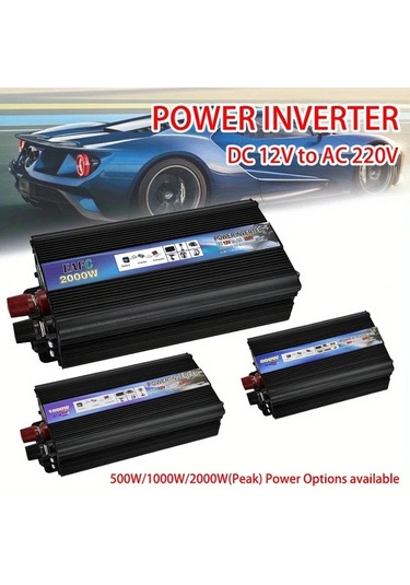 Xuweiwei 12v 500w 1000w 2000w Tepe Güç İnvertörü Dc 12v Ac 220v Taşınabilir Araç Şarj Cihazı Voltaj Dönüştürücü Kamp Seyahat Karavan İnvertörü Eu Fişli