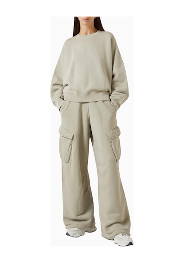 Represent Initial V Notch Sweater, Pamuklu Fleece, Minimalist Ve Lüks Günlük Sweater Gri