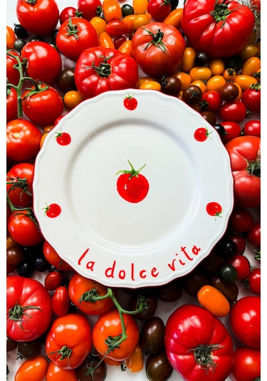 Rakle x Bengi Kurtcebe Pomodoro Stoneware 4'lü Servis Tabağı Seti 28 cm