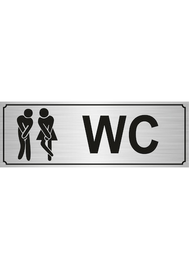 Bay Bayan Wc Yazısı 7*20Cm Gümüş Altın Renk Metal S01