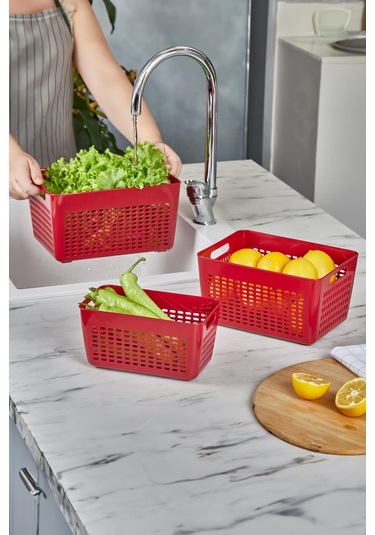 Selka Home 3'lü 7 Lt Lavin Süzgeç Bordo