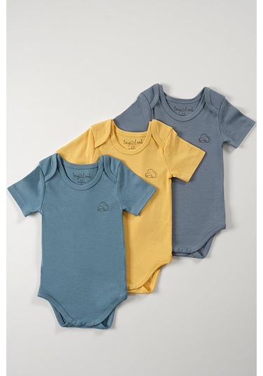 Tinylamb Rovigo Bebek Kısa Kollu Bodysuit Takımı - 3 Parça Çok Renkli