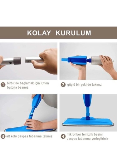 Flora Water Sprey Mop Su Hazneli 300 ML + 3 Yedek Bez