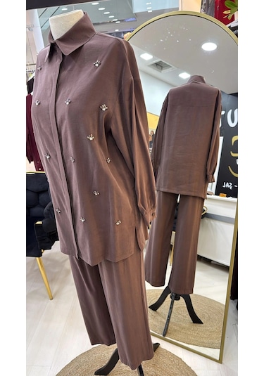 Nuss 1064 Pantolonlu Takım - Kahve