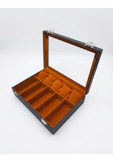 Suni Deri Kadife İç Yapılı Saat Gözlük Organizer Kutusu