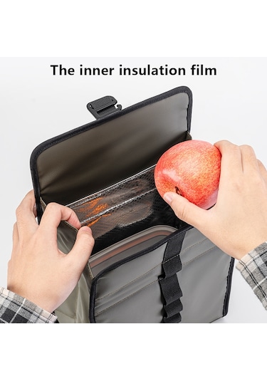 Rockbros W010 Brompton Bisiklet Ön Çantası Için Alüminyum Film Astarlı Gıda Saklama Çantası - Koyu Yeşil