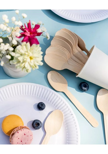 Ajvıen Kompanı Tek Kullanımlık Ahşap Kaşık Parti Seti 100 Adet 271258296 100