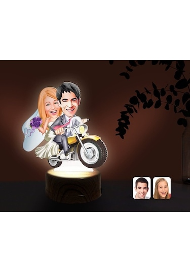 Kişiye Özel Evleniyoruz Karikatürlü Dekoratif 3D Biblo Led Işıklı (481495214)