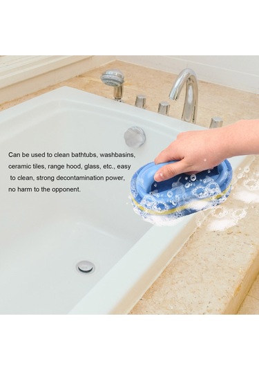 Yaleker Mavi El Fırçasıyla Fibre Pamuklu Temizleyici - Banyo, Tuğla, Havuz İçin 3 Katlı Kalın Yapı Mavi