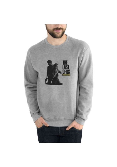The Last Of Us Remastered Wallpaper Baskılı Gri Erkek Sweatshirt