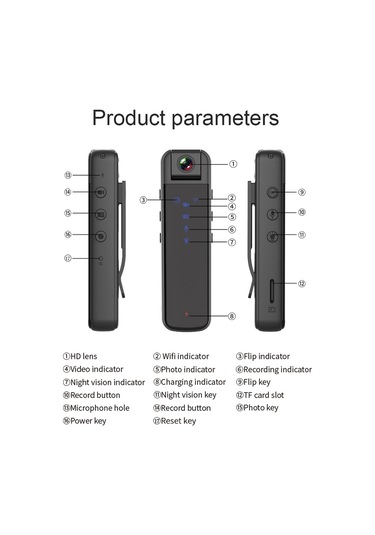 Vkemall Cs05 Wifi Bağlantılı 1080p Mini Kamera, 180 Dönebilir Lens, Gece Görüşü, Bisiklet Aparatı Dahil