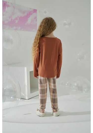 Kız Çocuk Uzun Kol Kiremit Pijama Takımı C8t5n6o5 001