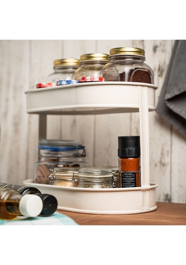 İki Katlı Metal Baton Mutfak Ve Banyo Düzenleyicisi Organizeri Ln1254 - Krem Krem