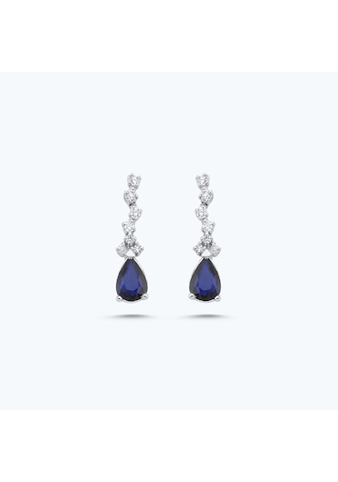 Altınbaş Pırlanta Safir Damla Küpe Sa650s-14k Beyaz
