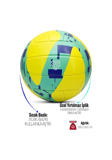 Telvesse Vt800 Spike Voleybol Topu Yumuşak Doku Semi-pro İç-dış Mekan Soft Touch 300 G No:5 Sarı