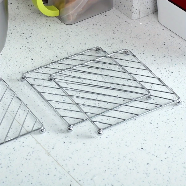 Elmpaly 3 Paket Metal Tencere Altlığı Isı Yalıtımlı Yanmaz Kare Sünger Rafı