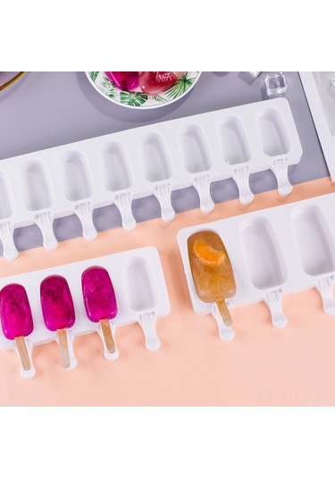 Hangfox 8'li Elips Şekilli Gıda Kalitesi Silikon Dondurma Kalıbı - Çikolata Ve Dondurma Yapımı, Kolay Kullanım, Dayanıklı Malzeme