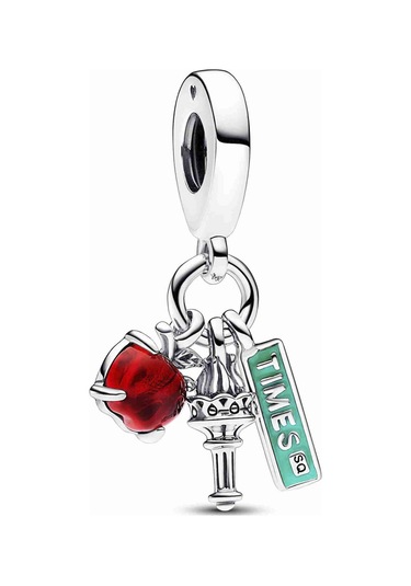 Nur Silver Meşale ve Sokak Tabelası Üçlü Sallantılı Gümüş Charm - NUR-CM00386