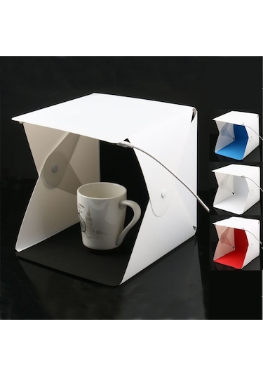 Triline 20 x 20 CM Profesyonel Stüdyo Led Işıklı Çift Sıra Ürün Fotoğraf Çekim Çadırı