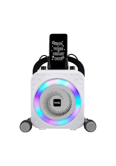 Rockjam 8 Watt Şarj Edilebilir Bluetooth Karaoke Makinesi, Iki Mikrofonlu