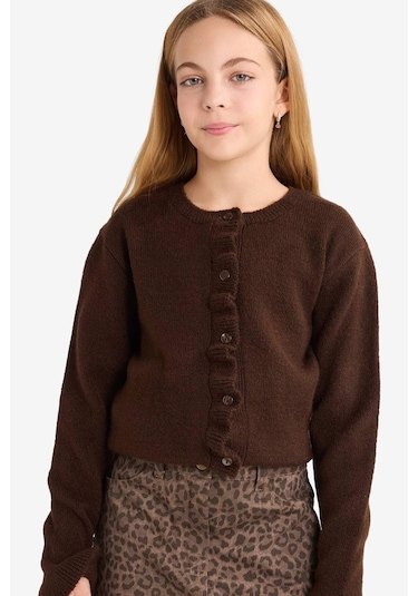 Defacto Kız Çocuk Bisiklet Yaka Düğmeli Hırka G3064a825aubn45 Kahve-bn45