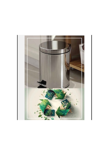 İsaoğlu Yapı Banyo Çöp Kovası Pedallı Paslanmaz Kova 5 Litre Hacim Gri