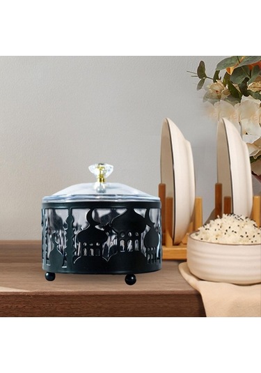 Bosphorusboutique02 Suntek Kapaklı Şekerlik Dekoratif Siyah Teneke Kutu Çeşni Siyah Diğer