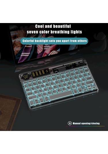 Monyee Mavi Renkli Şeffaf Klavye Ve Fare Seti, Abs Malzeme, 10m Menzil, 4 Dpı Seviyesi, Usb Şarj Diğer