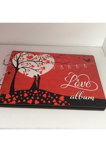 Aşk Temalı Ahşap Kapaklı Kendin Yap Fotoğraf Albüm Defter
