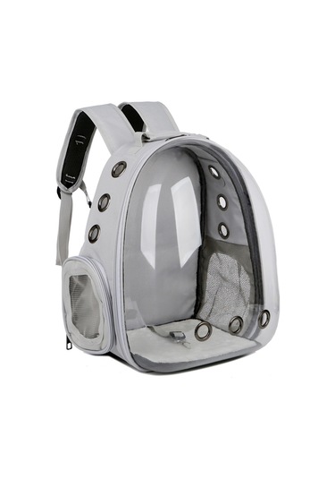 Dışarı Çıkarken Kediler İçin Şeffaf Sırt Çantası Yan Kapaklı Gri