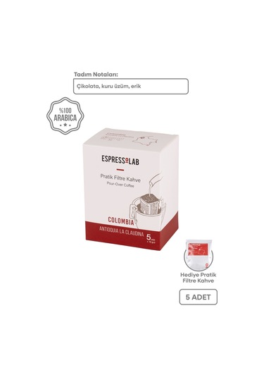 Colombia Antioquia La Claudina Pratik Filtre Kahve 5'li Paket | Hızlı Ve Kolay Demleme