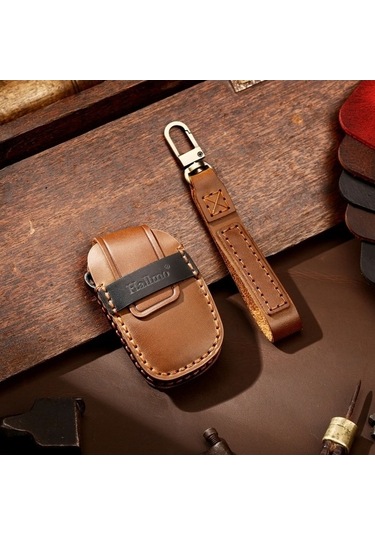 Novahub Hallmo Hyundai Ix35 B Uyumlu Arac Dana Deri Anahtar Kılıfı Kahverengi