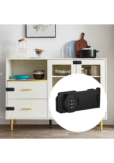 Besthome1 Anahtarsız Dolap Kapı Kilidi, Ofis Dosya Dolabı İçin Siyah, 10.1x4.1x2.3cm Boyutta