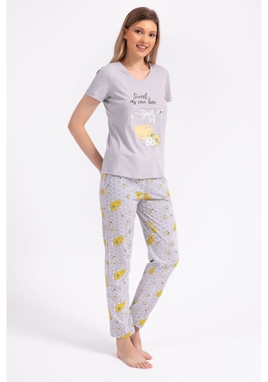 Rolypoly Sweet As Can Bee Grimelanj Kadın Pijama Takımı 5274-29140 Gri