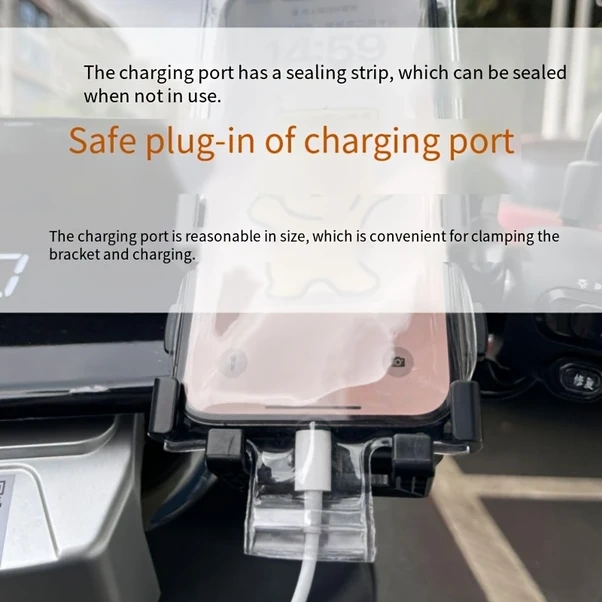 Fochsia Büyük Boy Bisiklet Yağmurluklu Telefon Kılıfı Şarj Kablosu Yuvası Pvc Malzeme